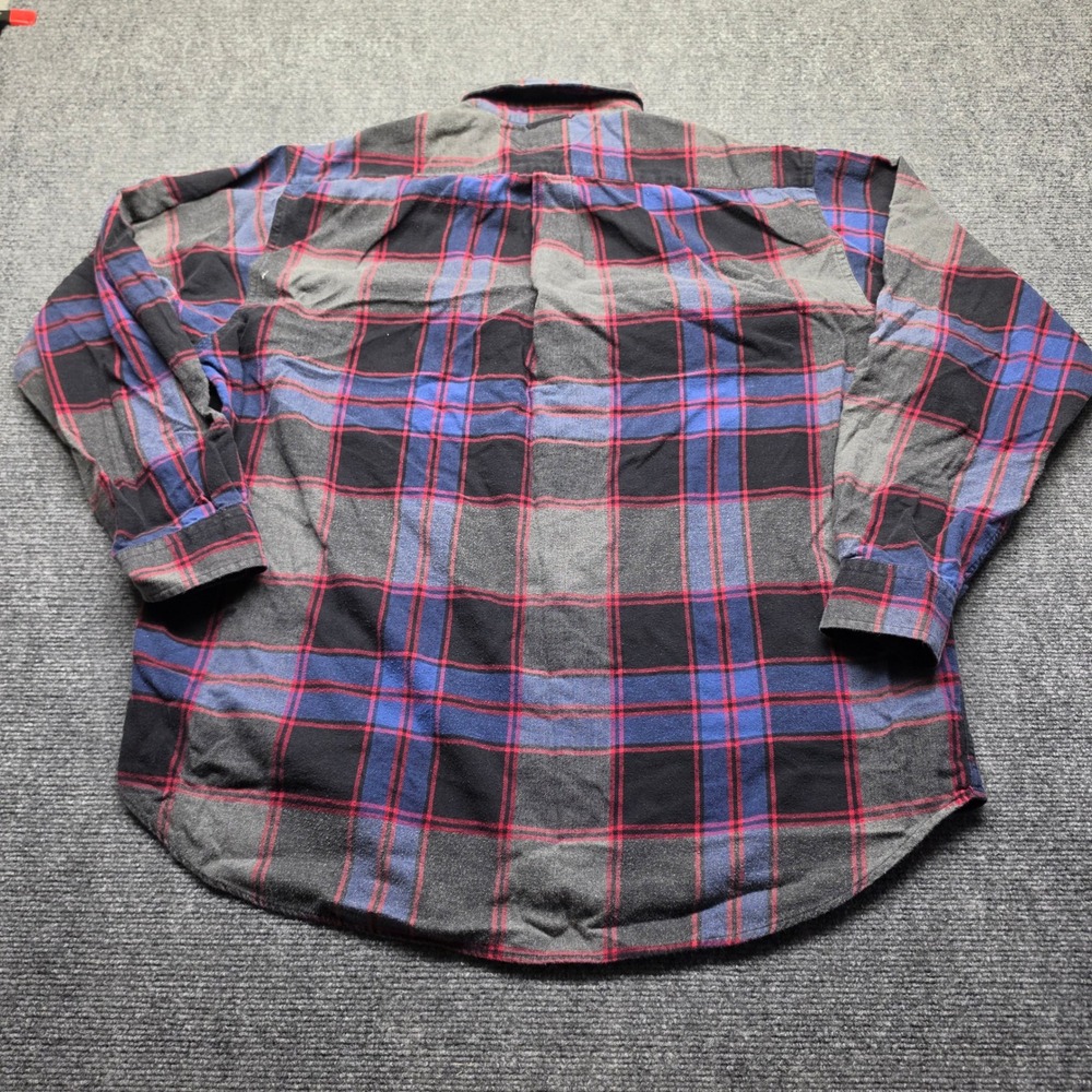 Vintage Tommy Hilfiger Mens XL Plaid Flannel Button Down Shirt Crest Logo - Picture 9 of 11